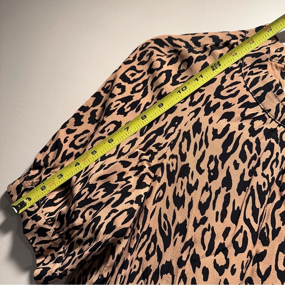 Anthropologie McKenzie Mock Neck Leopard Print Black & Tan Tunic Midi Dress XS - Picture 13 of 16